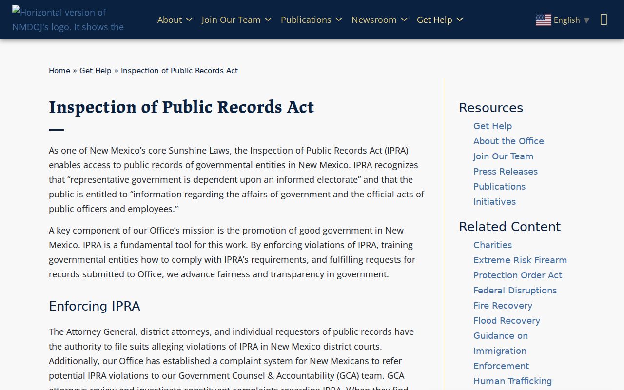 Gallup residents directory New Mexico Inspection of Public Records Act guidance