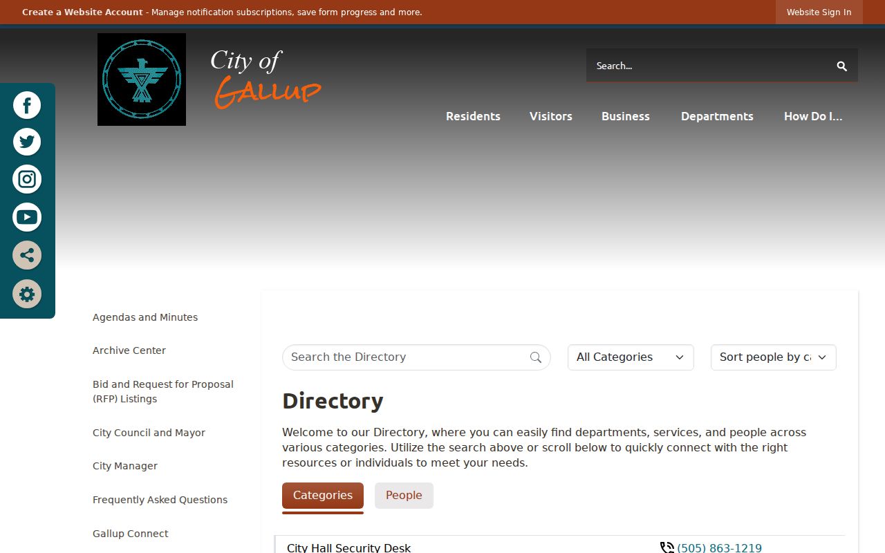 Gallup neighbors reference showing the City public staff directory