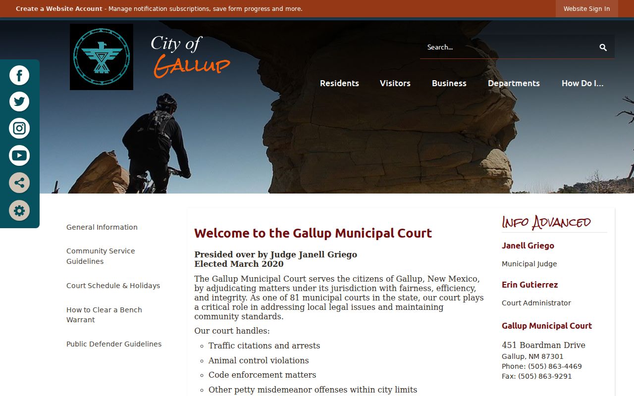 Gallup resident lookup Gallup Municipal Court service information