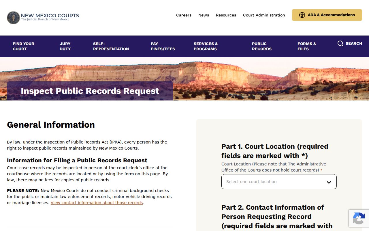 Gallup resident lookup New Mexico Courts IPRA request form