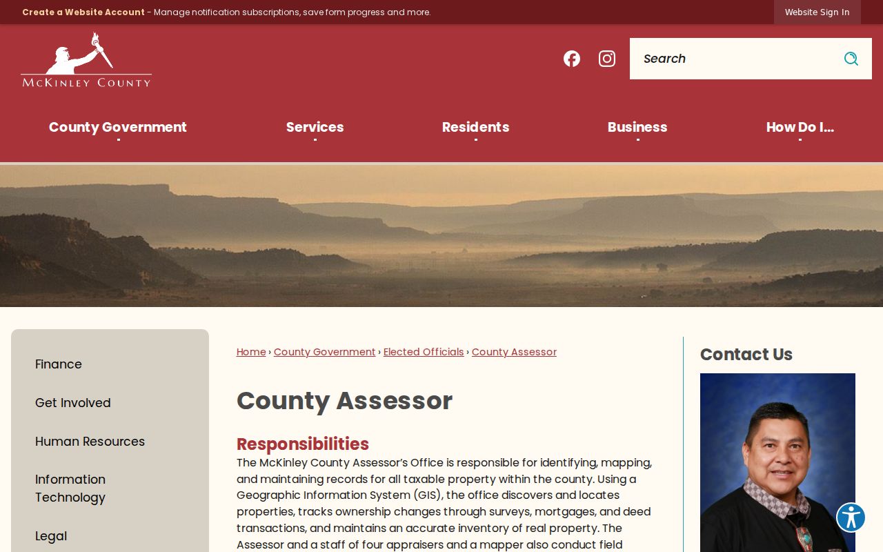Gallup street directory reference showing the McKinley County Assessor page